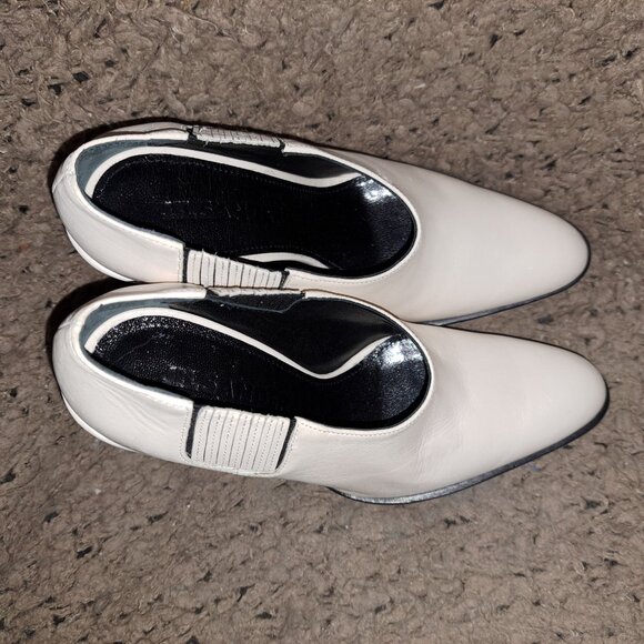 JIL SANDER-Sandy Sport-Off White Leather Booties/Pumps-Gusset-Sz 35-Near Mint - Picture 8 of 9